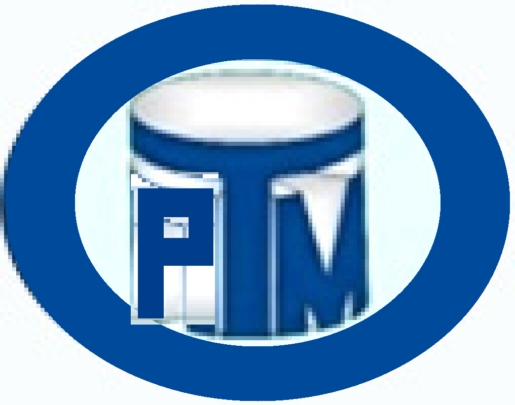 PromTehMontg logo: blue oval, cylinder, and the letters PM.